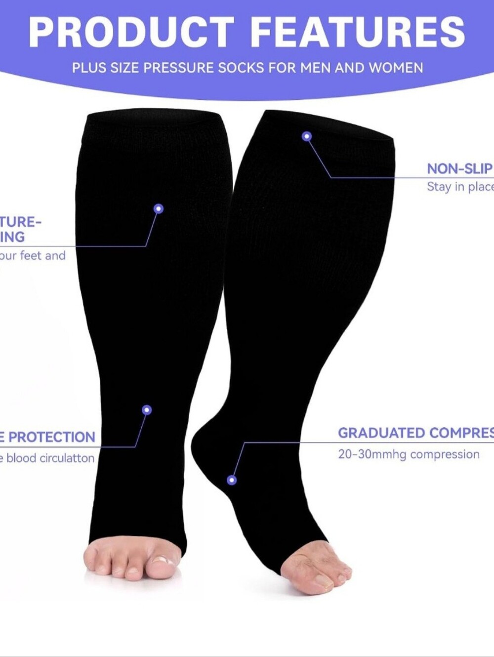 Nwt Leostep Plus Size Compression Socks For Circulation. 6X - Picture 2 of 6